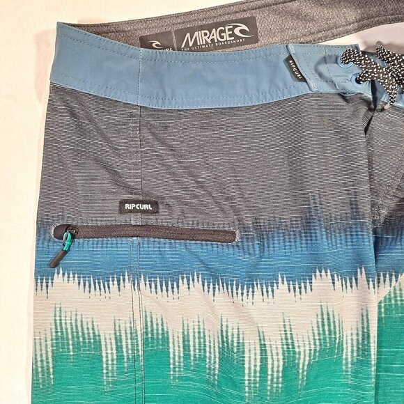 Rip Curl Mirage Men's Board Shorts Blue/Gray Surf Swim Trunks Size 30 Zip Pocket - Picture 4 of 8